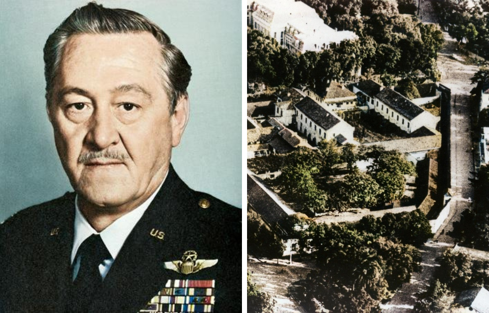 Military portrait of Richard Keirn + Aerial view of Hỏa Lò Prison