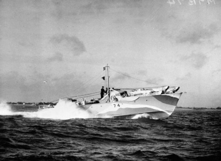 Royal Navy torpedo boat at sea