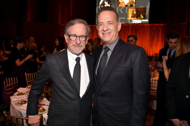 Steven Spielberg and Tom Hanks posing together at the National Board of Review Annual Awards Gala