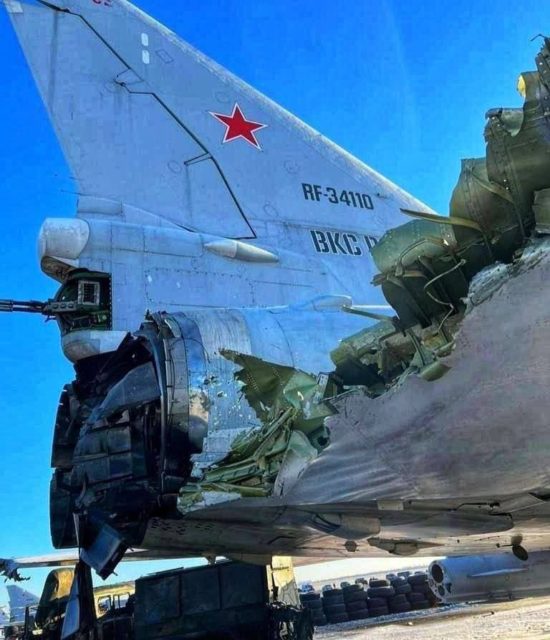 Damaged tail section of a Tupelov Tu-22M3