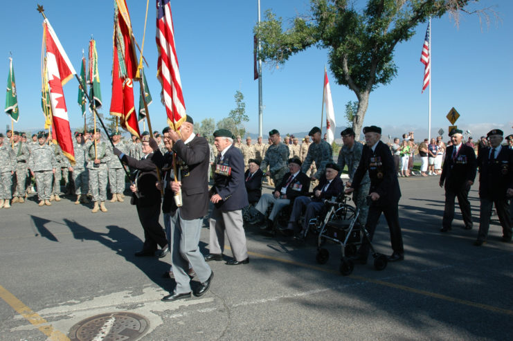 Members of the First Special Service Force (1SSF) marching together in a parade