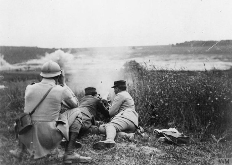 Three French soldiers manning a 37 mm M1916