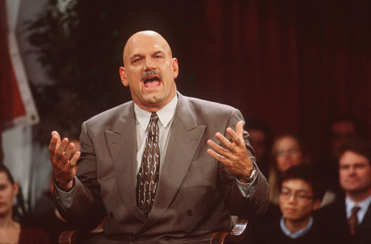 Jesse Ventura speaking in front of a crowd