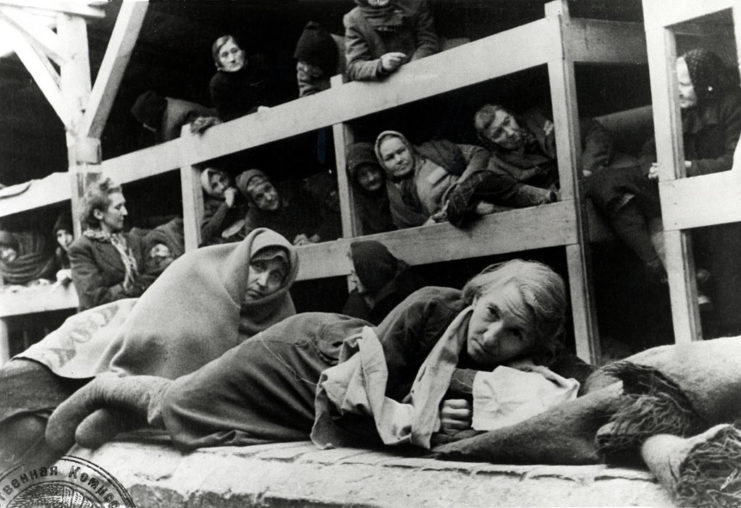 Women resting in their barracks at Auschwitz