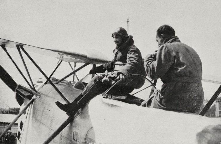 Italo Balbo exiting the cockpit of his aircraft