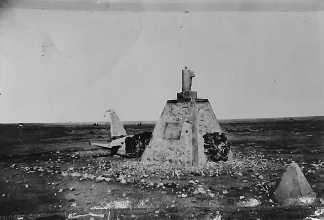 Italo Balbo's original gravesite in the middle of the Libyan desert