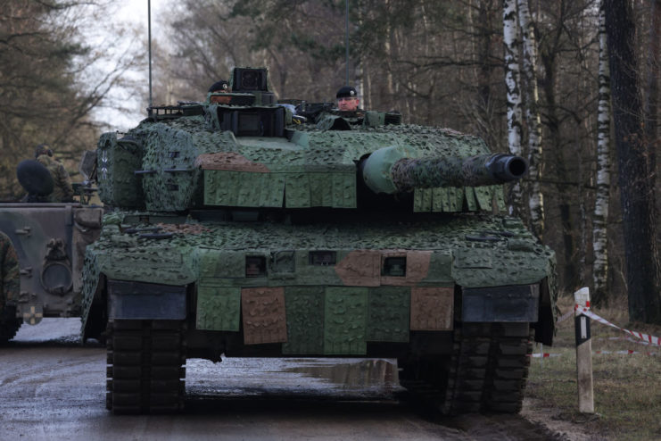 German soldier looking out of a Leopard 2A7V