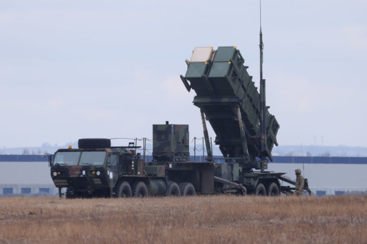 MIM-104 Patriot pointing toward the sky