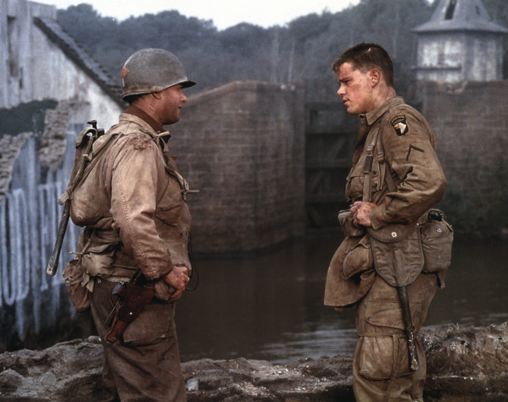 Tom Hanks and Matt Damon as Capt. John H. Miller and Pvt. James F. Ryan in 'Saving Private Ryan'