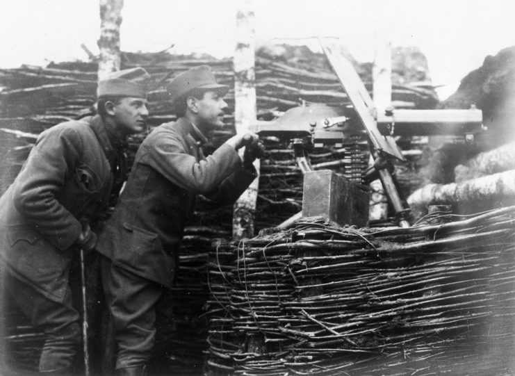 Two soldiers manning a Schwarzlose MG