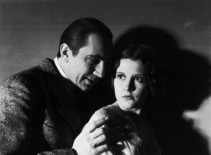 Bela Lugosi and Julie Bishop as Dr. Vitus Werdegast and Joan Alison in 'The Black Cat'