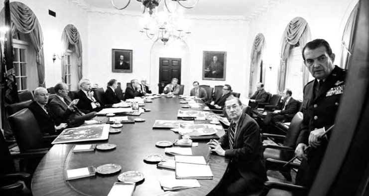 David C. Jones speaking before the National Security Council