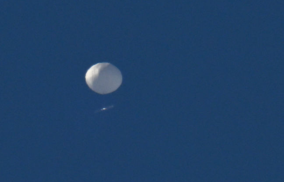 Chinese spy balloon floating in the sky