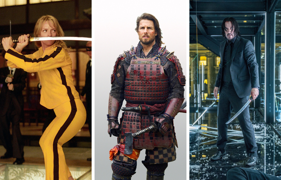 Uma Thurman as Beatrix "The Bride" Kiddo in 'Kill Bill: Vol. 1' + Tom Cruise as Nathan Algren in 'The Last Samurai' + Keanu Reeves as John Wick in 'John Wick: Chapter 3 - Parabellum'