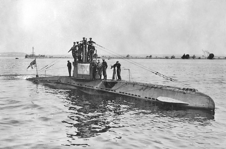 Crewmen standing atop SM UB-14