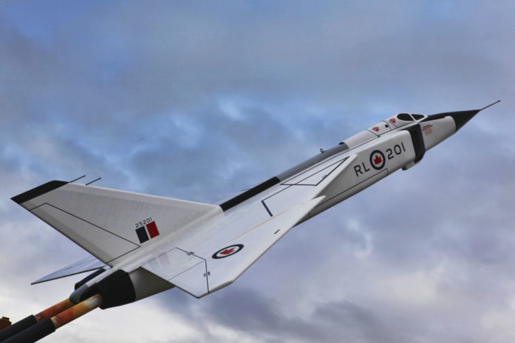 Replica of the Avro CF-105 Arrow on display outside