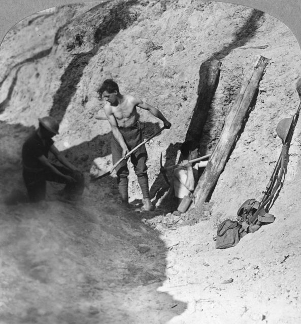 Sappers and miners digging into the ground