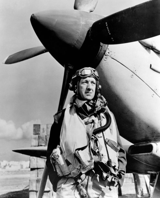 Alec Guinness as Flight Lt. Peter Ross in 'The Malta Story'