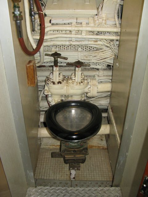 Toilet onboard the HMS Alliance (P147)