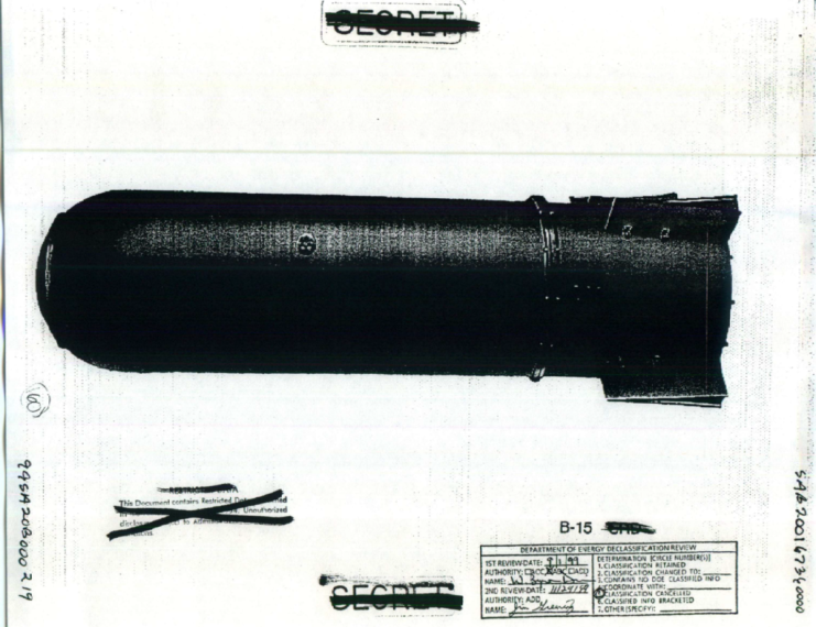 Diagram featuring a Mark 15 nuclear bomb