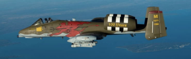 Fairchild Republic A-10 Thunderbolt II with a cow kill marking painted on its side