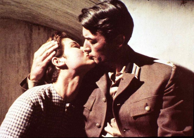 Gia Scala and Gregory Peck as Anna and Capt. Keith Mallory in 'The Guns of Navarone'