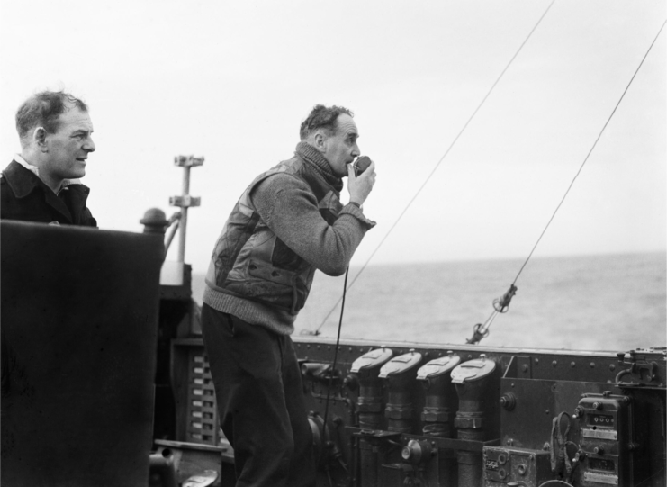 Frederic Walker standing on the deck of the HMS Starling (U66)