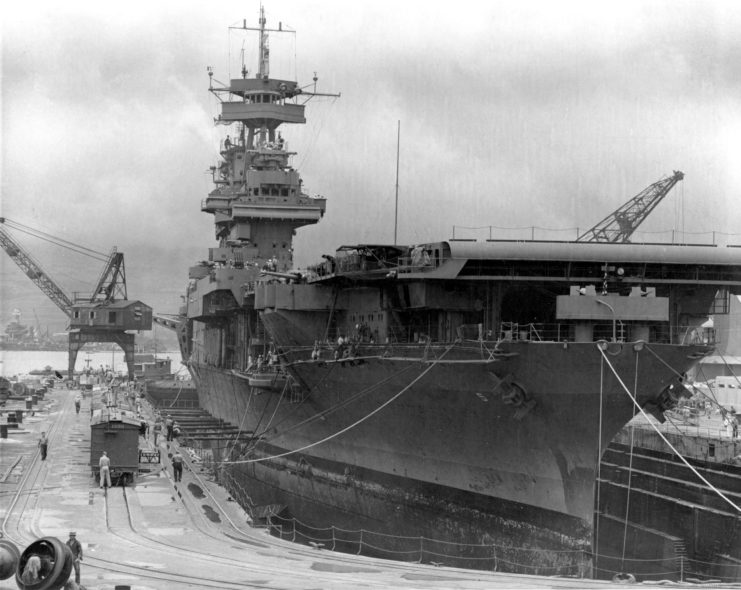 USS Yorktown (CV-5) drydocked