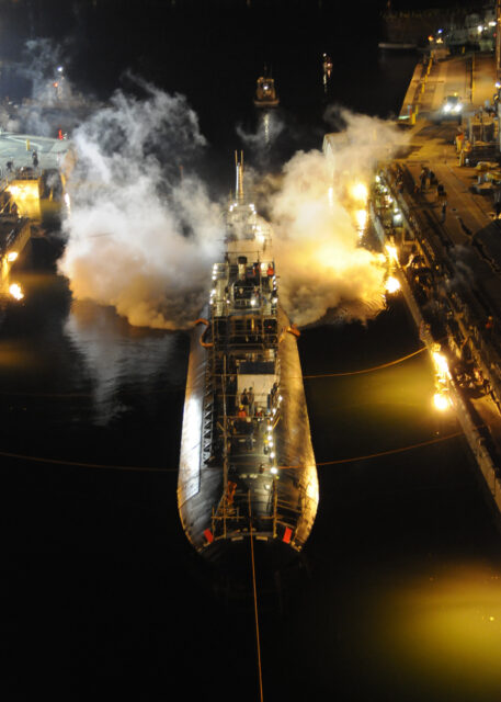 USS Miami (SSN-755) preparing to be dry-drocked