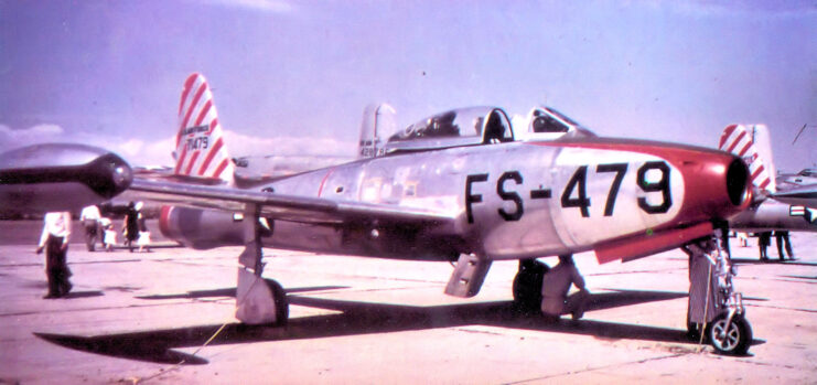 Republic F-84C Thunderjet parked on the runway