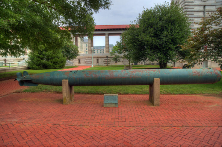 Type 93 torpedo on display outside