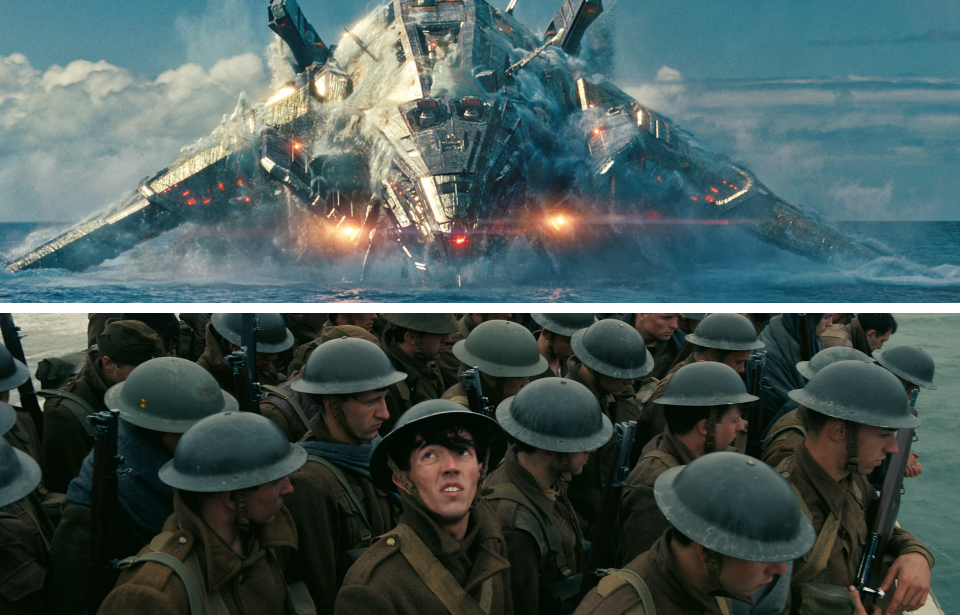 Still from 'Battleship' + Still from 'Dunkirk'