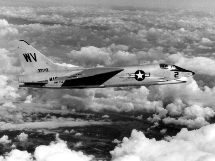 Vought F8U-1 Crusader in flight