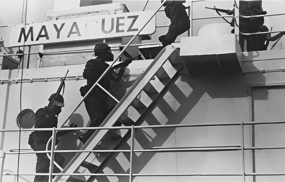 US Marines boarding the SS Mayaguez