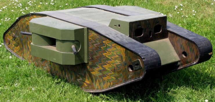 Female Mark I tank model placed in the grass