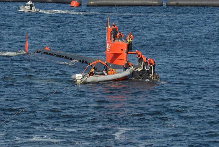 Inflatable boat along the side of NR-1