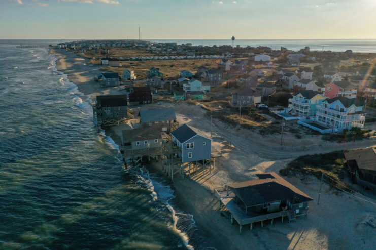 Houses along the shore of North Carolina's Outer Banks
