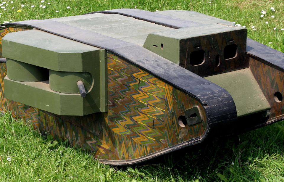 Female Mark I tank model placed in the grass