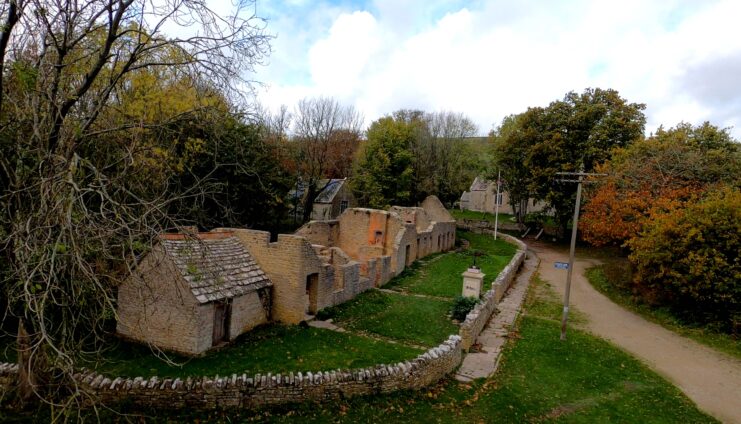 Remnants of buildings in Tyneham