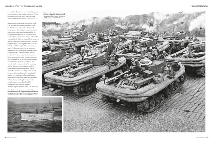 Spread from within the re-release of David Fletcher's 'Vanguard of Victory: The 79th Armoured Division'