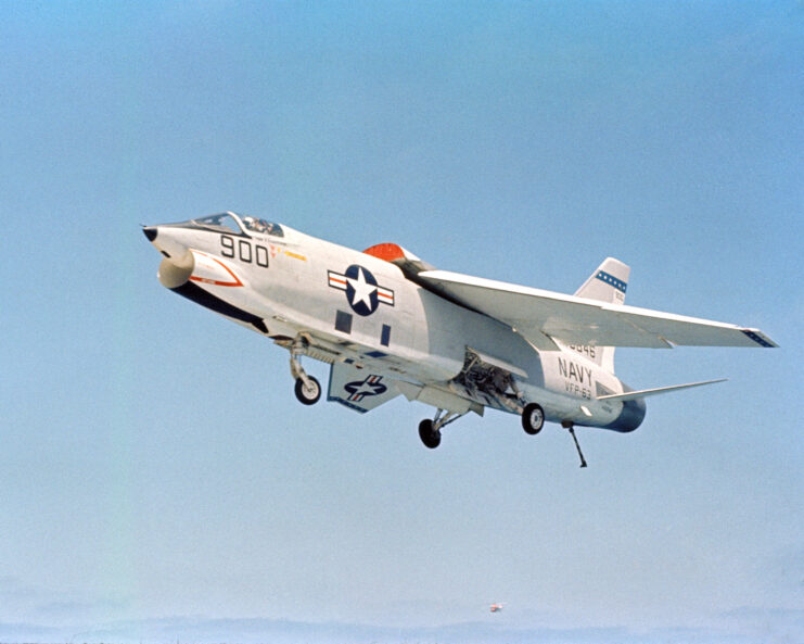 Vought RF-8A Crusader preparing to land aboard the USS Midway (CV-41)