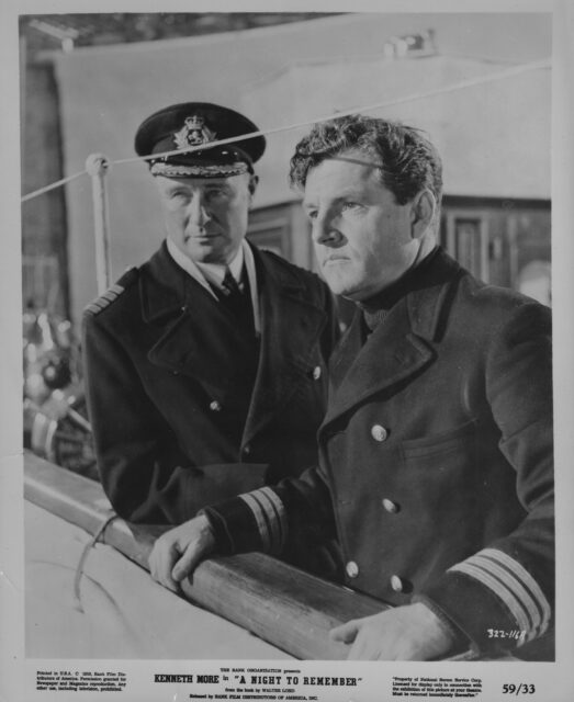 Kenneth More and Anthony Bushell as Second Officer Charles Herbert Lightoller and Capt. Arthur Rostron in 'A Night to Remember'