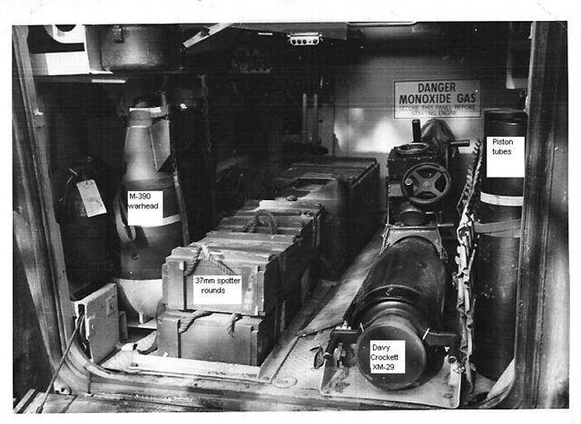 Pieces of the M28/M29 Davy Crockett Weapon System in an M113 armored personnel carrier