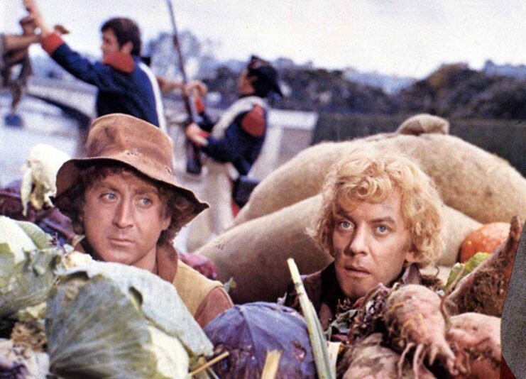 Gene Wilder and Donald Sutherland as Phillipe/Claude and Pierre/Charles in 'Start the Revolution Without Me'