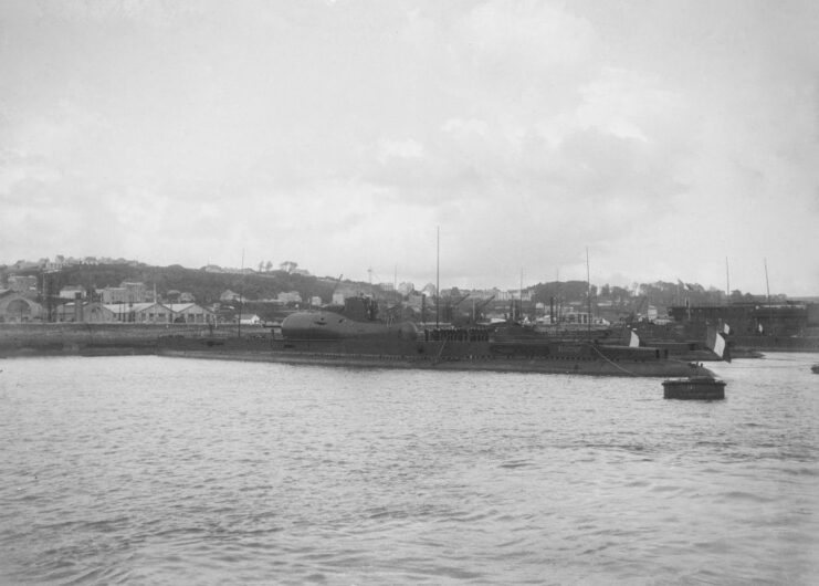 French submarine Surcouf docked at port