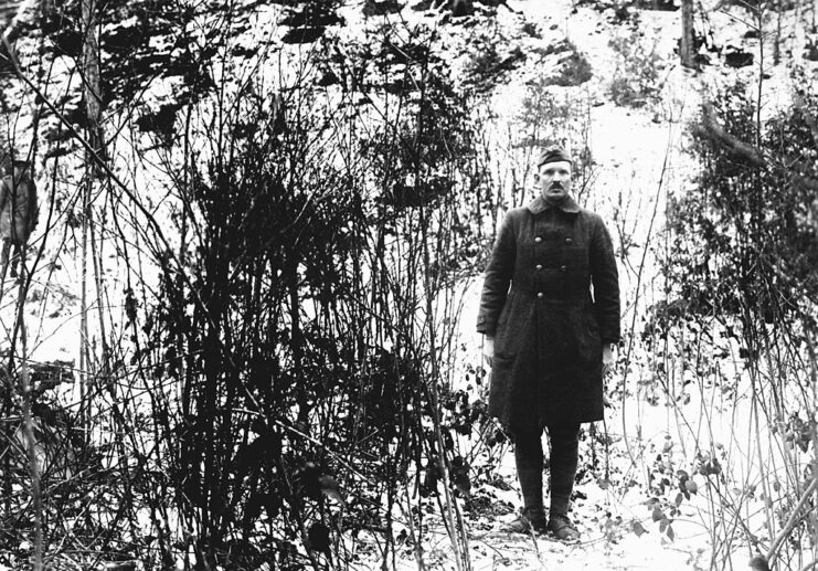 Sgt Alvin York standing in the snow