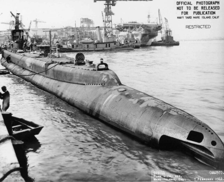 USS Harder (SS-257) moored at port