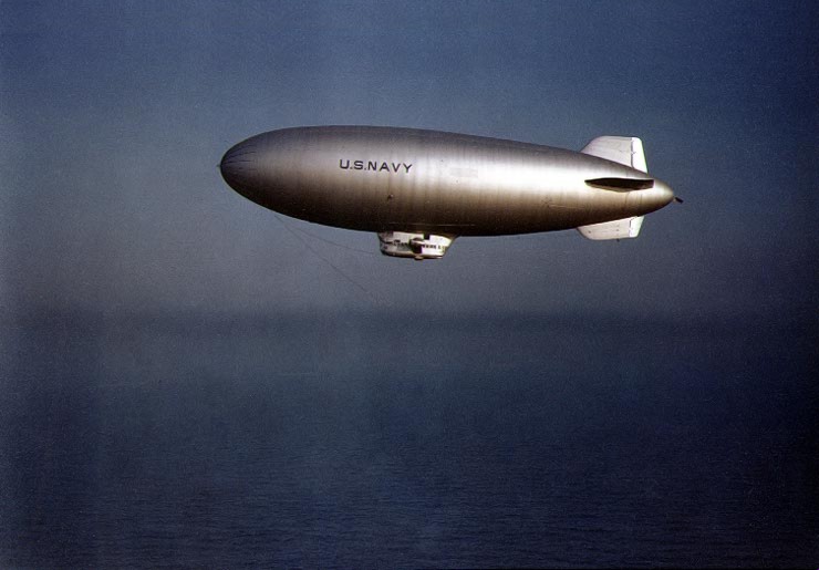 K-class blimp in flight