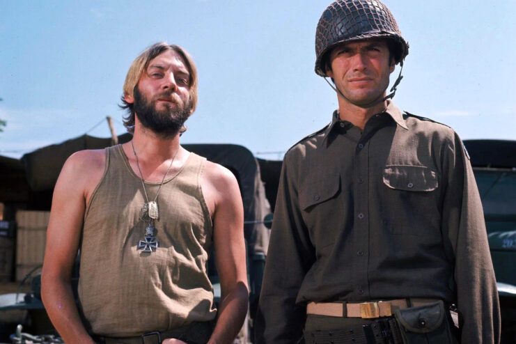 Donald Sutherland and Clint Eastwood as Sgt. "Oddball" and Sfc. Kelly in 'Kelly's Heroes'