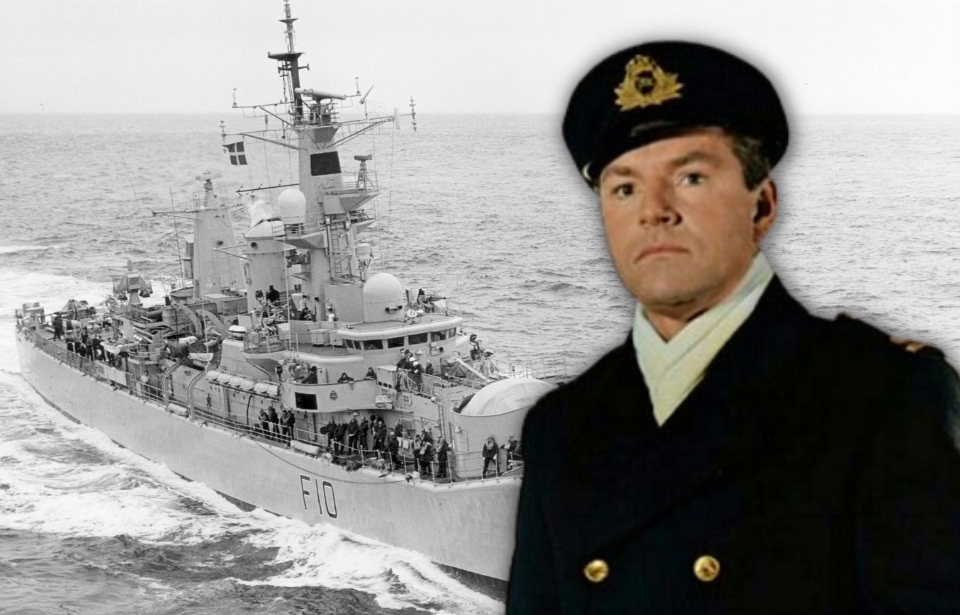 HMS Aurora (12) at sea + Kenneth More as Second Officer Charles Herbert Lightoller in 'A Night to Remember'
